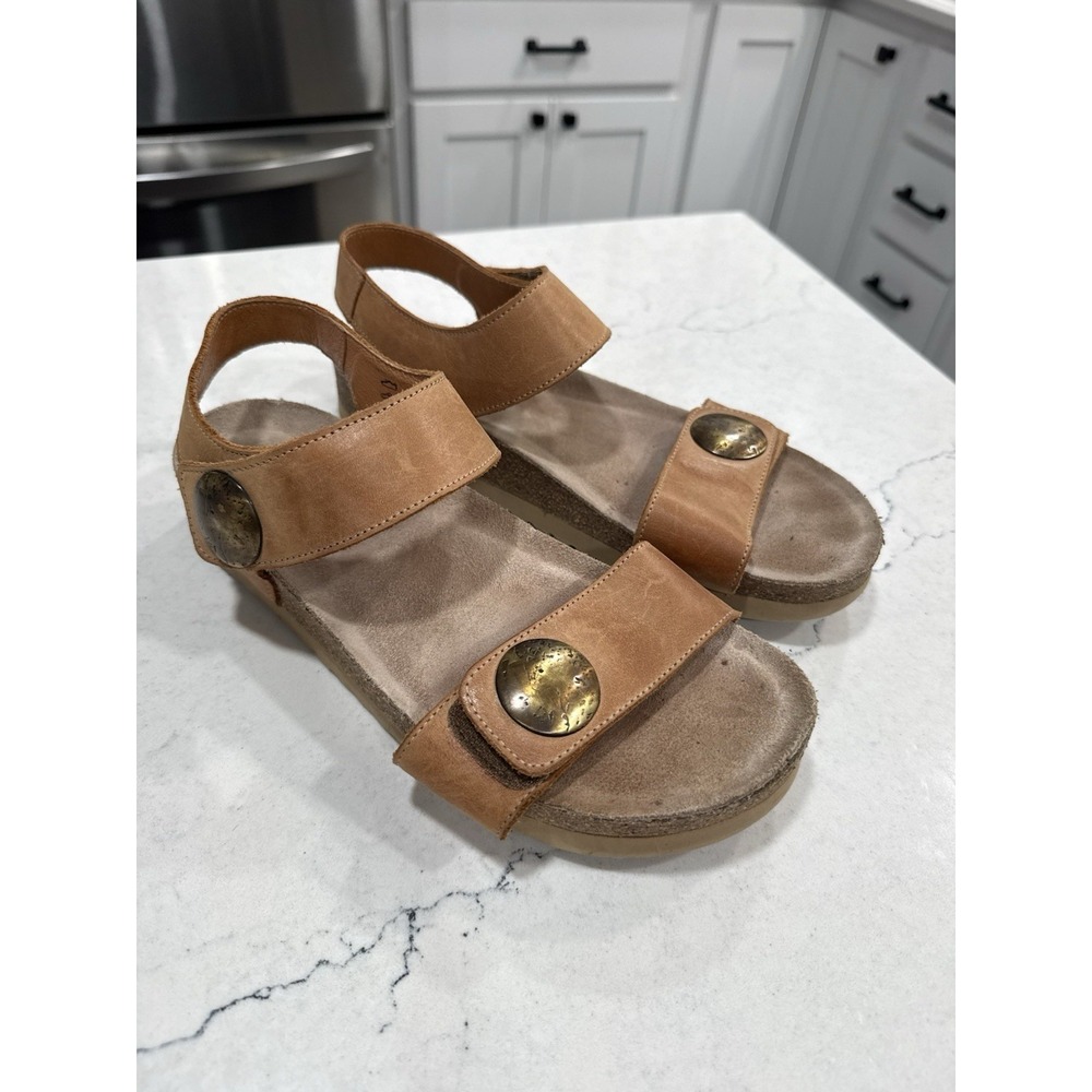 Taos Luckie Women's Camel Leather Slingback Sandals 9-9.5 Made In Portugal